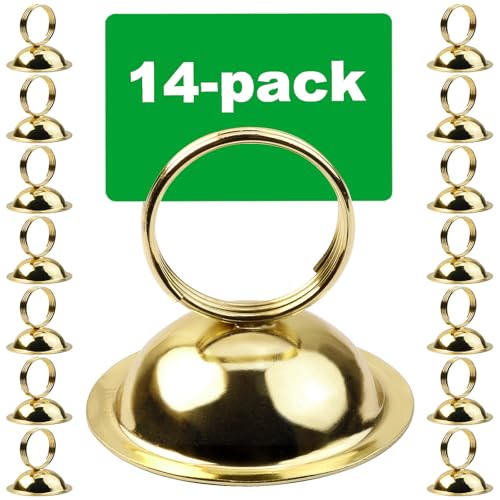 CNglam Goldene Tischnummernhalter, Fotohalter, Tischkartenhalter, Ringclip, Menüständer, Menükartenhalter für Hochzeit, Party, Festival, Dekoration, 14 Stück (Goldfarben) von CNglam