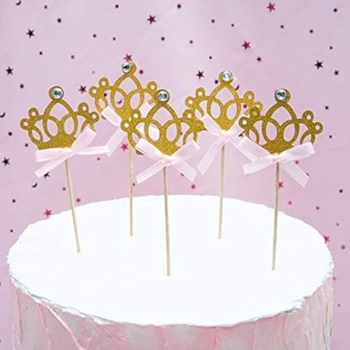 BN Glitter Party Kuchen Dekorationen Gold Glitzer Krone Cupcake Topper für Geburtstagsfeier 24 Stück von CO