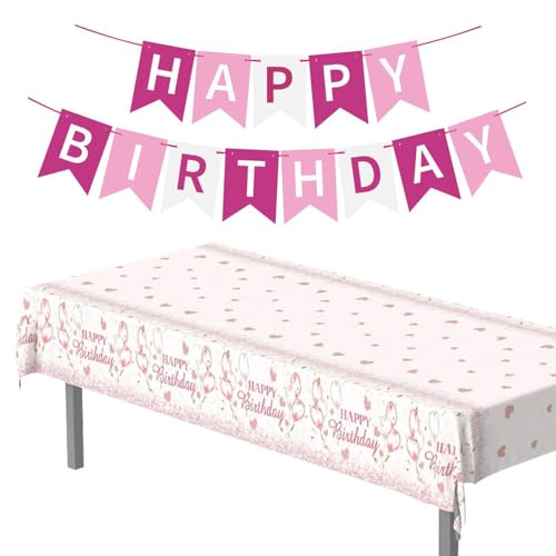 1 Stück Alles Gute Zum Geburtstag Tischdecke, 1 Banner, Niedliche Stilvolle, Kreative Plastik -Esstisch Cover, Girl Birthday Party Dekoration. 1 Stück Alles Gute Zum Geburtstag Tischdecke, 1 Banner, Niedliche Stilvolle, Kreative Plastik -Esstisch Cover, Girl Birthday Party Dekoration. von COACOM