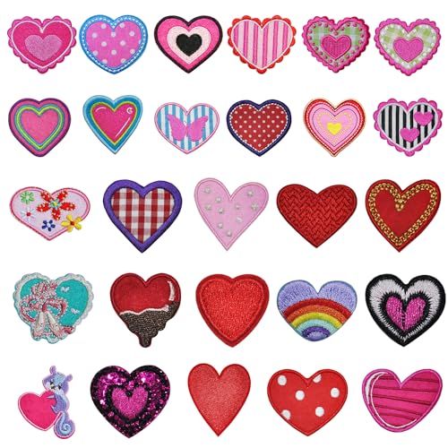 27 Stück von Liebes-Aufbügelflicken, herzförmigen Aufnähern, farbigen Aufbügelflicken, Aufkleber-Aufbügelflicken, geeignet für Kleidung, Hüte und T-Shirts. 27 Stück von Liebes-Aufbügelflicken, herzförmigen Aufnähern, farbigen Aufbügelflicken, Aufkleber-Aufbügelflicken, geeignet für Kleidung, Hüte und T-Shirts. von COACOM