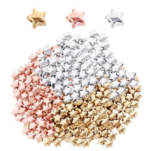 600 stück Stern-Spacer-Perlen, DIY-perforierte Perlen mit fünfzackigem Stern, Schmuckherstellungsset, geeignet für DIY-Armbänder, Halsketten, Ohrringe, Anhänger (Gold, Silber, Rotgold) von COACOM