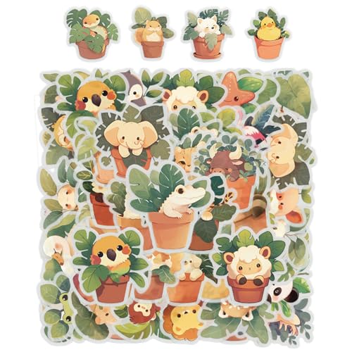 COACOM 100 Tier- Und Pflanzen-Topfaufkleber, Niedliche Cartoons, Lustige Sammelalbum-Aufkleber, Selbstklebende wasserdichte DIY Water Cup Notebook Dekoration. von COACOM