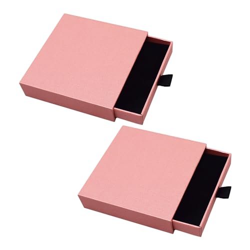 COACOM 2 Stück rosa ausziehbare Geschenkbox, Schmuckschatulle, Schmuckschatulle, Geschenkbox, geeignet für Halsketten, Ohrringe, Ringe, Schmuckaufbewahrung. (Rosa) von COACOM