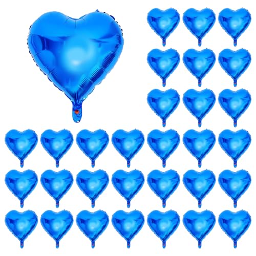 COACOM 30 Stücke Blauherzarmiger Aluminium-Filmballons, Kreativ Und Romantisch, Aufblasbare Requisiten Der Hochzeits-Engagement-Dekoration, 10 Zoll. von COACOM