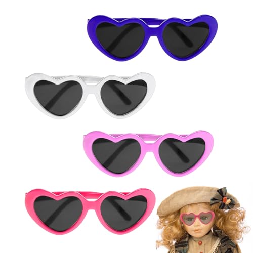 COACOM 4 Stücke Puppenbrillen, Kinderspielzeug -Sonnenbrille, Puppen Sonnenbrillen, Puppenzubehör, Geschenke Für Puppenliebhaber (4 Farben). von COACOM