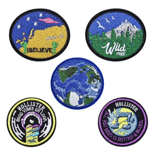 COACOM 5 Stücke Runden Bügelflecken, Kreative Und Personalisierte Stickstoffflecken, Modische Abzeichen -Patches, DIY -Nähkleiderbox Verpackungsdekoration. von COACOM