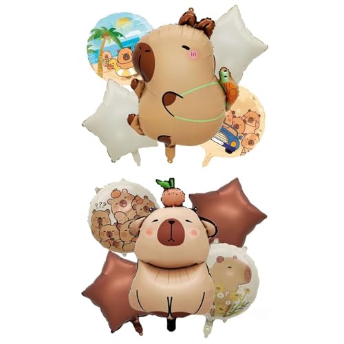 COACOM Set Von 2 Cartoon Capybara Balloons, Niedlichen Luftballons, Lustigen Luftballons, Party -Dekorationsballons, Aluminiumfilmballons. von COACOM