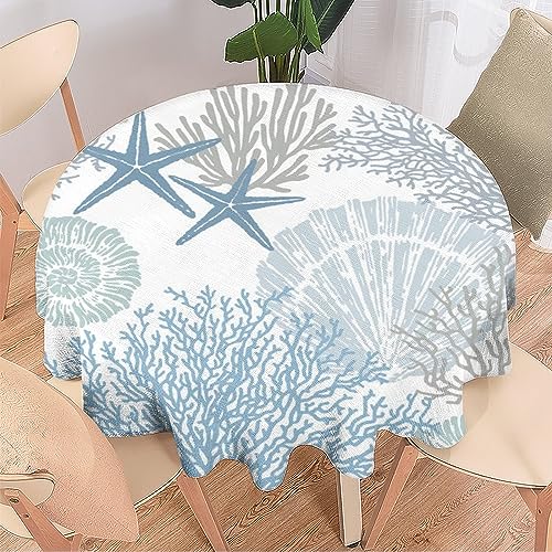 COALHO Abstrakte nautische Küste Wohnkultur Runde Polyester Tischdecke Aquarell Strand Ozean Thema Seestern Muschel Koralle für Bankett Tisch Geburtstag Party Buffet Hochzeit - 92 x 92 cm COALHO Abstrakte nautische Küste Wohnkultur Runde Polyester Tischdecke Aquarell Strand Ozean Thema Seestern Muschel Koralle für Bankett Tisch Geburtstag Party Buffet Hochzeit - 92 x 92 cm von COALHO