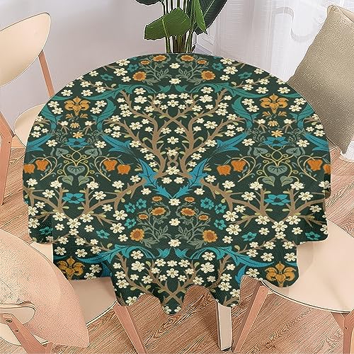 COALHO Mid Century Vintage Daisy Green Garden Flower William Morris Home Decor Runde Polyester-Tischdecke Abstrakte Kunst für Bankett Tisch Geburtstag Party Buffet Hochzeit - 153 x 153 cm COALHO Mid Century Vintage Daisy Green Garden Flower William Morris Home Decor Runde Polyester-Tischdecke Abstrakte Kunst für Bankett Tisch Geburtstag Party Buffet Hochzeit - 153 x 153 cm von COALHO