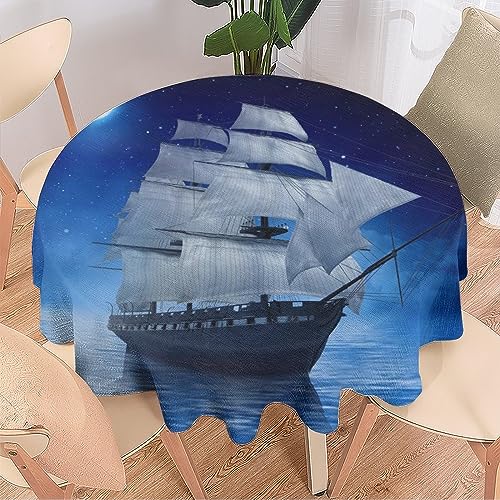 COALHO Piratenschiff, maschinenwaschbar, Tischdekoration für drinnen und draußen, Fantasy-Ozean, nautisches Thema, Vintage-Piratenschiff, Vollmond, schützt den Tisch, leicht zu reinigen, 178 x 178 cm COALHO Piratenschiff, maschinenwaschbar, Tischdekoration für drinnen und draußen, Fantasy-Ozean, nautisches Thema, Vintage-Piratenschiff, Vollmond, schützt den Tisch, leicht zu reinigen, 178 x 178 cm von COALHO