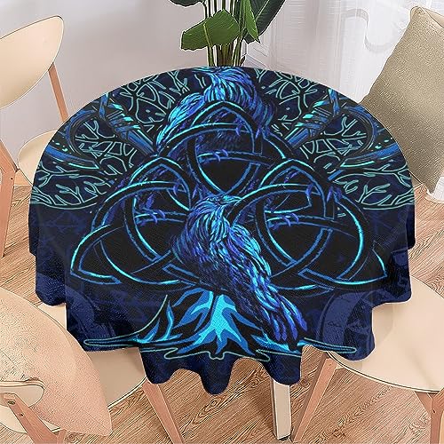 COALHO Psychedelische abstrakte Wikinger, maschinenwaschbar, Tischdekoration, bunte Bäume, geheimnisvolle Symbole, nordische Kunst, Krähe, schützt den Tisch, leicht zu reinigen, 127 x 127 cm COALHO Psychedelische abstrakte Wikinger, maschinenwaschbar, Tischdekoration, bunte Bäume, geheimnisvolle Symbole, nordische Kunst, Krähe, schützt den Tisch, leicht zu reinigen, 127 x 127 cm von COALHO