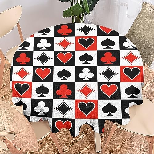 COALHO Rot Schwarz Poker Wohnkultur Runde Polyester Tischdecke Plaid Abstrakt Retro Mitte Jahrhundert Geometrische Spielkarten für Bankett Tisch Geburtstag Party Buffet Hochzeit - 178 x 178 cm COALHO Rot Schwarz Poker Wohnkultur Runde Polyester Tischdecke Plaid Abstrakt Retro Mitte Jahrhundert Geometrische Spielkarten für Bankett Tisch Geburtstag Party Buffet Hochzeit - 178 x 178 cm von COALHO