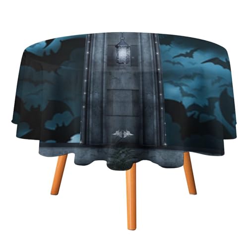 COALHO Runde Tischdecke im Vintage-/Gothic-Stil, Fledermaus-Design, Polyester, abstrakt, Mitte des Jahrhunderts, Burgbogen, Fledermaus, runde Tischdecke für Küche, Abendessen, 36 COALHO Runde Tischdecke im Vintage-/Gothic-Stil, Fledermaus-Design, Polyester, abstrakt, Mitte des Jahrhunderts, Burgbogen, Fledermaus, runde Tischdecke für Küche, Abendessen, 36 von COALHO