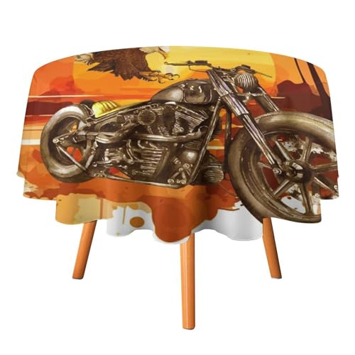 COALHO Runde Tischdecke im Vintage-Stil, Sommer, Strand, Adler, rustikal, Ozean, Sonnenuntergang, Adler, Motorrad, runde Tischdecke für Esszimmer, Küche, Geburtstag, Party, Urlaub, drinnen und COALHO Runde Tischdecke im Vintage-Stil, Sommer, Strand, Adler, rustikal, Ozean, Sonnenuntergang, Adler, Motorrad, runde Tischdecke für Esszimmer, Küche, Geburtstag, Party, Urlaub, drinnen und von COALHO
