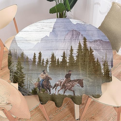 COALHO West Country Cowboy, maschinenwaschbar, Tischdekoration, Indianer, Wald, Berg, Cowboys, Pferde, schützt den Tisch, leicht zu reinigen, 127 x 127 cm COALHO West Country Cowboy, maschinenwaschbar, Tischdekoration, Indianer, Wald, Berg, Cowboys, Pferde, schützt den Tisch, leicht zu reinigen, 127 x 127 cm von COALHO