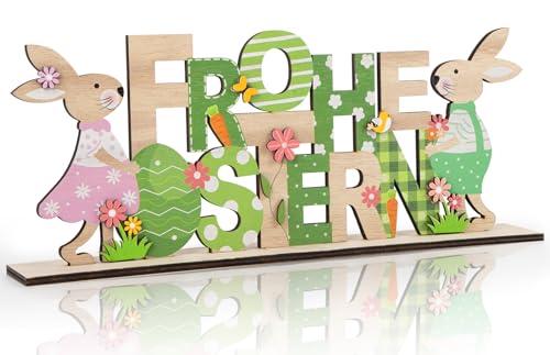Ostern Deko Hase, Deko Aufsteller für Ostern mit Schriftzug und Osterhase, Osterdekoration aus Holz für Tischdeko Ostern Frühling Ostern Deko Hase, Deko Aufsteller für Ostern mit Schriftzug und Osterhase, Osterdekoration aus Holz für Tischdeko Ostern Frühling von COCHIE