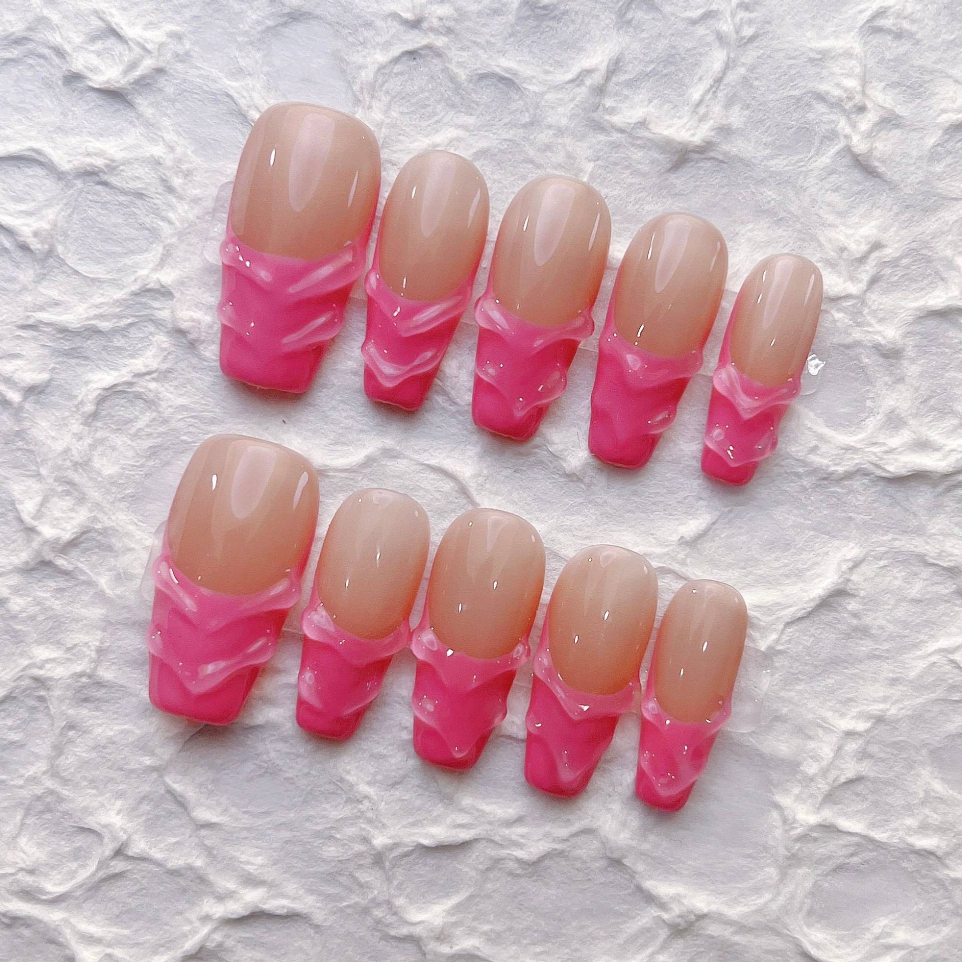 Wiederverwendbare 3D Hot Pink Press On Nails Gel Maniküre | Künstliche Nägel Handarbeit Pressnägel Langlebig Duftfrei 1-274 Wiederverwendbare 3D Hot Pink Press On Nails Gel Maniküre | Künstliche Nägel Handarbeit Pressnägel Langlebig Duftfrei 1-274 von COCONailBoutique