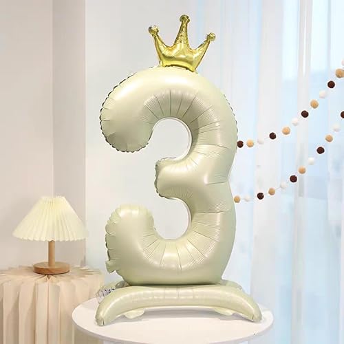 42 Zoll Blau Zahl Ballon Stehende Zahl 4 Luftballon mit Krone Hellblau Krone Ballon Zahlen 0-9 Groß Helium Ballons für Geburtstag Party Dekorationen Hochzeit Deko (3) von COCPZ&ZL