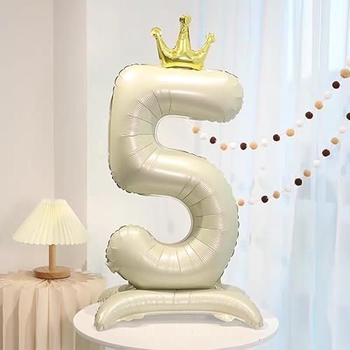 42 Zoll Blau Zahl Ballon Stehende Zahl 4 Luftballon mit Krone Hellblau Krone Ballon Zahlen 0-9 Groß Helium Ballons für Geburtstag Party Dekorationen Hochzeit Deko (5) von COCPZ&ZL