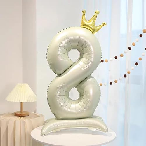 42 Zoll Blau Zahl Ballon Stehende Zahl 4 Luftballon mit Krone Hellblau Krone Ballon Zahlen 0-9 Groß Helium Ballons für Geburtstag Party Dekorationen Hochzeit Deko (8) von COCPZ&ZL
