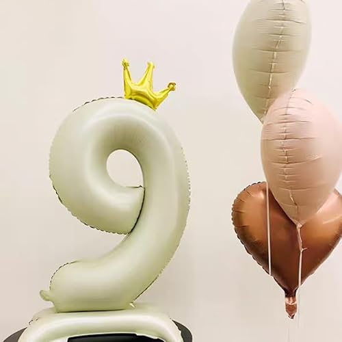 42 Zoll Blau Zahl Ballon Stehende Zahl 4 Luftballon mit Krone Hellblau Krone Ballon Zahlen 0-9 Groß Helium Ballons für Geburtstag Party Dekorationen Hochzeit Deko (9) von COCPZ&ZL