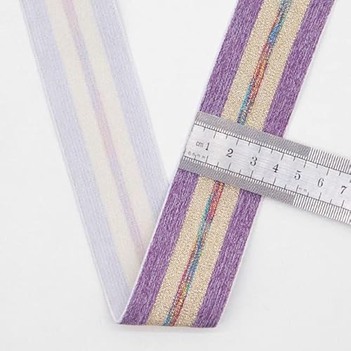 CODAO 4cm Regenbogenfarben gestreifte Gummibänder 40mm Nylon Buntes Gummiband Gurtband Bund Stretchband Bekleidungszubehör 1M von CODAO