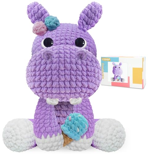 CODGP Häkelset für Anfänger, 30 cm, Häkeltier-Set, Nilpferd, Häkel-Starter-Set, Geschenk für Erwachsene und Kinder, mit Garn-Sets, Amigurumi-Häkelset mit Schritt-für-Schritt-Video-Tutorials CODGP Häkelset für Anfänger, 30 cm, Häkeltier-Set, Nilpferd, Häkel-Starter-Set, Geschenk für Erwachsene und Kinder, mit Garn-Sets, Amigurumi-Häkelset mit Schritt-für-Schritt-Video-Tutorials von CODGP