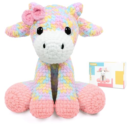 CODGP Häkelset für Anfänger, 30 cm, Häkeltier-Set, Regenbogenkuh, Anfänger-Häkelset, Geschenk für Erwachsene, mit Garn-Sets, Amigurumi-Häkelset mit Schritt-für-Schritt-Video-Tutorials CODGP Häkelset für Anfänger, 30 cm, Häkeltier-Set, Regenbogenkuh, Anfänger-Häkelset, Geschenk für Erwachsene, mit Garn-Sets, Amigurumi-Häkelset mit Schritt-für-Schritt-Video-Tutorials von CODGP
