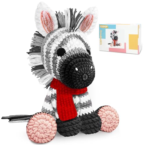 CODGP Häkelset für Anfänger mit Schritt-für-Schritt-Videoanleitungen, Häkeltier-Sets mit Garn für Erwachsene Kinder,Häkelsets Zebra CODGP Häkelset für Anfänger mit Schritt-für-Schritt-Videoanleitungen, Häkeltier-Sets mit Garn für Erwachsene Kinder,Häkelsets Zebra von CODGP