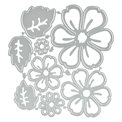 CODIRATO 8 Stück Metall Stanzformen Blumen Stanzschablonen Silber Schneiden Schablonen Prägeschablonen für DIY Scrapbooking Album, Schablonen Papier, Sammelalbum Deko von CODIRATO