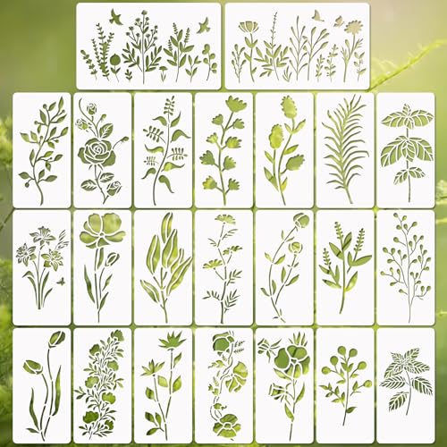 23 Sets Wildflower Stencils, Pflanzen Blumen Schablonen Mixed Media Art Stencils, 37 Stück kleine Wildblumen Blatt Zweige Blumen Kräuter Wandschablonen für Malerei auf Holz Karte Leinwand 23 Sets Wildflower Stencils, Pflanzen Blumen Schablonen Mixed Media Art Stencils, 37 Stück kleine Wildblumen Blatt Zweige Blumen Kräuter Wandschablonen für Malerei auf Holz Karte Leinwand von CODOHI