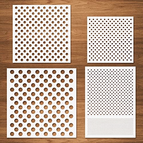 Dots Stencils, 4 Stück Polka Dot Schablonen Sich wiederholende Kreismuster in verschiedenen Größen Wiederverwendbare Mylar-Kunststoffschablonen zum Malen auf Holzmöbeln Kissen Wand Scrapbook von CODOHI