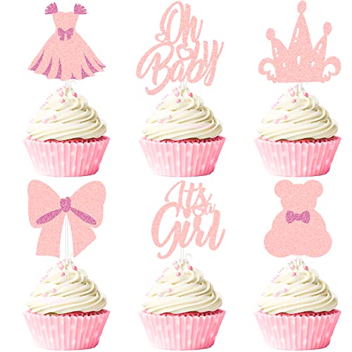 24 PCS Rosa Baby Geburtstag Cupcake Topper Glitter Es ist ein Mädchen Kuchen Dekorationen Baby Dusche Geschlecht Reveal Cupcake Picks für Junge oder Mädchen Thema Baby Dusche Kinder Party Supplies 24 PCS Rosa Baby Geburtstag Cupcake Topper Glitter Es ist ein Mädchen Kuchen Dekorationen Baby Dusche Geschlecht Reveal Cupcake Picks für Junge oder Mädchen Thema Baby Dusche Kinder Party Supplies von CODOMOR