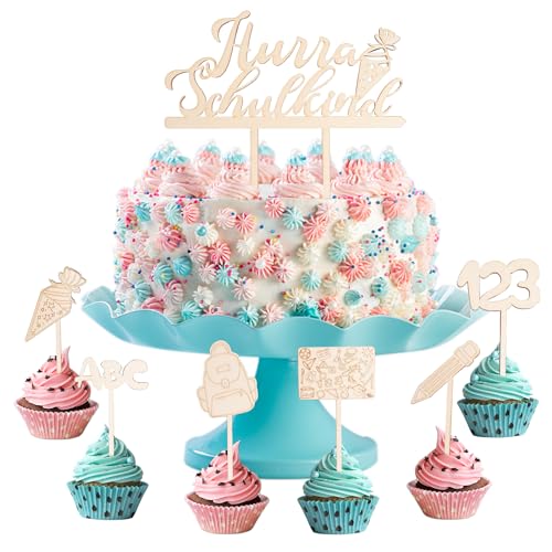 Tortendeko Einschulung Holz, 7 Stück Einschulung Cupcake Topper Dekorationen, Schulanfang Tortendeko Tortendeko Einschulung Holz Cake Topper zur Einschulung personalisiert Tortendekoration für Junge Tortendeko Einschulung Holz, 7 Stück Einschulung Cupcake Topper Dekorationen, Schulanfang Tortendeko Tortendeko Einschulung Holz Cake Topper zur Einschulung personalisiert Tortendekoration für Junge von COEKI