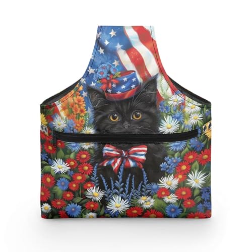 COEQINE Größe L Nähgarnaufbewahrung, Organizer, niedliche schwarze Katzen, amerikanische Flagge, Themen, florales Nähen, Aufbewahrungstasche mit Griffen, faltbar, 28 x 6 x 35,5 cm COEQINE Größe L Nähgarnaufbewahrung, Organizer, niedliche schwarze Katzen, amerikanische Flagge, Themen, florales Nähen, Aufbewahrungstasche mit Griffen, faltbar, 28 x 6 x 35,5 cm von COEQINE