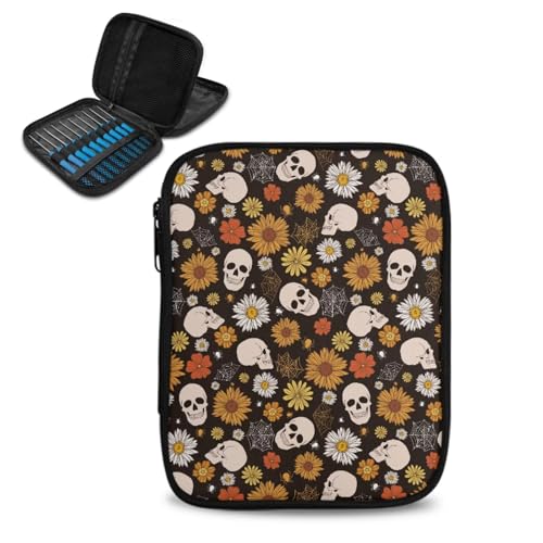 COEQINE Häkelnadel-Set mit Gothic-Totenkopf-Motiv, leer für Anfänger, Damen, Stricknadel-Sets mit Etui für Reisen, leichte Häkelnadelhüllen zur Aufbewahrung, Sonnenblume COEQINE Häkelnadel-Set mit Gothic-Totenkopf-Motiv, leer für Anfänger, Damen, Stricknadel-Sets mit Etui für Reisen, leichte Häkelnadelhüllen zur Aufbewahrung, Sonnenblume von COEQINE