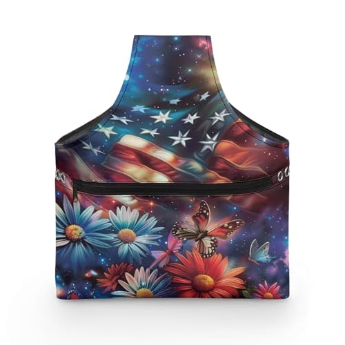 COEQINE Häkeltasche, Nähgarn, Organizer für Damen, 4. Juli, Gänseblümchen, Schmetterling, Nähzubehör, Tasche mit Reißverschlusstasche für Reisen, Größe L 28 x 6 x 35,5 cm COEQINE Häkeltasche, Nähgarn, Organizer für Damen, 4. Juli, Gänseblümchen, Schmetterling, Nähzubehör, Tasche mit Reißverschlusstasche für Reisen, Größe L 28 x 6 x 35,5 cm von COEQINE