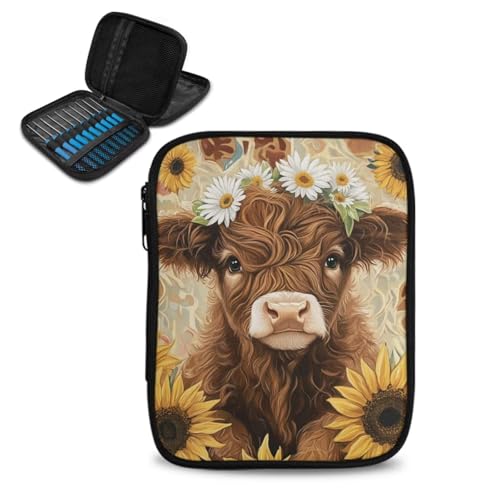 COEQINE Highland Cow Häkel-Aufbewahrungstasche für Damen, Anfänger, tragbare Häkelprojekttasche, leichte Stricknadel-Tragetasche, Reisetasche COEQINE Highland Cow Häkel-Aufbewahrungstasche für Damen, Anfänger, tragbare Häkelprojekttasche, leichte Stricknadel-Tragetasche, Reisetasche von COEQINE