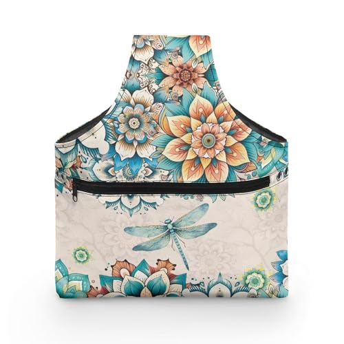 COEQINE Nähgarn-Aufbewahrungs-Organizer mit Tasche, Größe L, Libelle, Mandala, Blumenmuster, Boho-Stil, Nähzubehör, Aufbewahrung, 28 x 6 x 35,5 cm COEQINE Nähgarn-Aufbewahrungs-Organizer mit Tasche, Größe L, Libelle, Mandala, Blumenmuster, Boho-Stil, Nähzubehör, Aufbewahrung, 28 x 6 x 35,5 cm von COEQINE