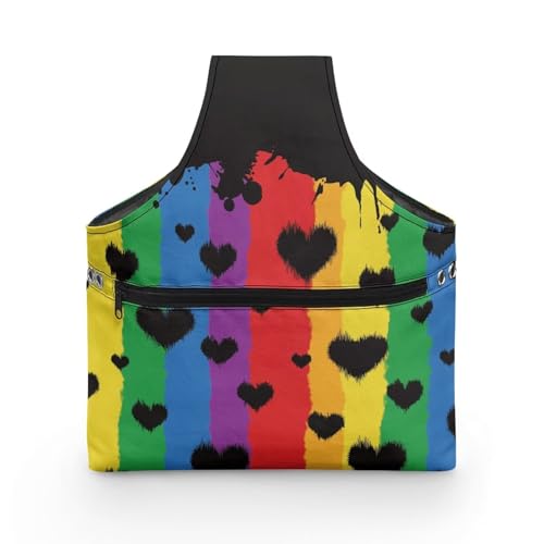 COEQINE Nähmaterial-Aufbewahrungsbehälter mit Griffen, Regenbogen-Herzmuster, Nähset, Etui für Frauen, die gerne Nähen, tragbar, maschinenwaschbar, 28 x 35,5 cm COEQINE Nähmaterial-Aufbewahrungsbehälter mit Griffen, Regenbogen-Herzmuster, Nähset, Etui für Frauen, die gerne Nähen, tragbar, maschinenwaschbar, 28 x 35,5 cm von COEQINE