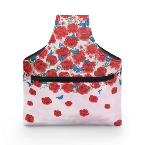 COEQINE Nähset Aufbewahrungstasche Rosa Rot Rose Blume Blau Schmetterling Muster Nähset Zubehör Aufbewahrungsbox mit Griffen Größe L 28 x 6 x 35,5 cm COEQINE Nähset Aufbewahrungstasche Rosa Rot Rose Blume Blau Schmetterling Muster Nähset Zubehör Aufbewahrungsbox mit Griffen Größe L 28 x 6 x 35,5 cm von COEQINE
