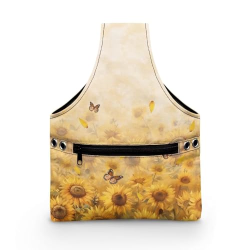 COEQINE Sonnenblumen-Nähgarn-Aufbewahrungs-Organizer-Box mit Griffen für Reisen, Größe S, große Kapazität, leicht, tragbar, Reisezubehör, Schmetterlingsmuster, 20 x 4,5 x 26 cm COEQINE Sonnenblumen-Nähgarn-Aufbewahrungs-Organizer-Box mit Griffen für Reisen, Größe S, große Kapazität, leicht, tragbar, Reisezubehör, Schmetterlingsmuster, 20 x 4,5 x 26 cm von COEQINE