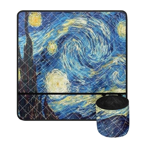 COEQINE Van Gogh Sternenhimmel-Muster für Nähmaschinenunterlage, blauer Sternenhimmel, blauer Nachtdruck, Nähmaschinenunterlage für Tisch mit Aufbewahrung, rutschfest von COEQINE