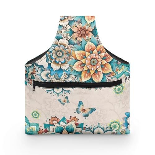 COEQINE Western-Mandala-Blumen-Nähset, Aufbewahrungstasche mit Griffen, Schmetterlingsmuster, Größe L, Garnaufbewahrung, Organizer, Garntasche, Tragetasche für Reisen, 28,9 x 35,6 x 6,1 cm COEQINE Western-Mandala-Blumen-Nähset, Aufbewahrungstasche mit Griffen, Schmetterlingsmuster, Größe L, Garnaufbewahrung, Organizer, Garntasche, Tragetasche für Reisen, 28,9 x 35,6 x 6,1 cm von COEQINE