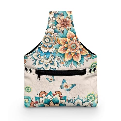 COEQINE Western-Mandala-Blumen-Nähset, Aufbewahrungstasche mit Griffen, Schmetterlingsmuster, Größe S, Garnaufbewahrung, Organizer, Garntasche, Tragetasche für Reisen, 20 x 26 x 4 cm COEQINE Western-Mandala-Blumen-Nähset, Aufbewahrungstasche mit Griffen, Schmetterlingsmuster, Größe S, Garnaufbewahrung, Organizer, Garntasche, Tragetasche für Reisen, 20 x 26 x 4 cm von COEQINE