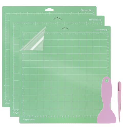 COEWUR Schneidematten für Cricut 30,5 x 30,5 cm, StandardGrip-Schneidematten-Set, selbstklebende Schneidematten für Cricut Maker/Explore One/Air/Air 2 mit Pinzette und Schaber für Sammelalben, Stoff von COEWUR