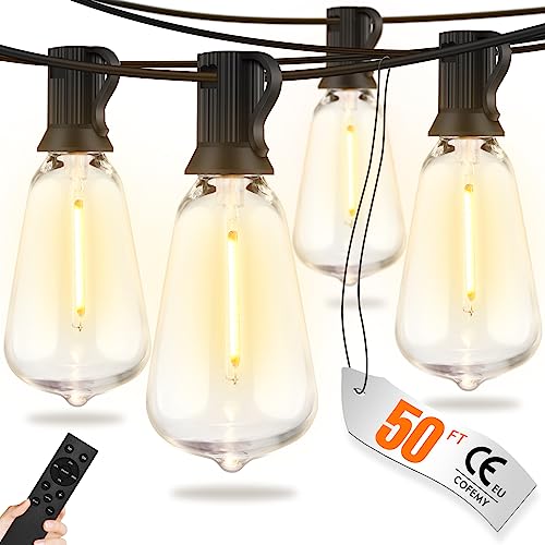 Lichterkette Außen mit Fernbedienung - 15M/50FT Lichterkette Außen Strom Dimmbar 20+2 LED ST38 Glühbirnen 4 Modus&Timmer Funktion Wetterfest lichterkette outdoor für Garten Terrasse Hochzeiten Partys Lichterkette Außen mit Fernbedienung - 15M/50FT Lichterkette Außen Strom Dimmbar 20+2 LED ST38 Glühbirnen 4 Modus&Timmer Funktion Wetterfest lichterkette outdoor für Garten Terrasse Hochzeiten Partys von COFEMY