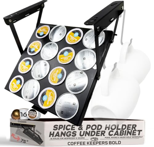 16 Pod – Kaffeekapsel- und Kapselhalter unter dem Schrank – Platzsparendes Scharnier zum Aufhängen, Magnet-Stahlkonstruktions-Organizer für kleine Räume – Schwarz 16 Pod – Kaffeekapsel- und Kapselhalter unter dem Schrank – Platzsparendes Scharnier zum Aufhängen, Magnet-Stahlkonstruktions-Organizer für kleine Räume – Schwarz von COFFEEKEEPERS