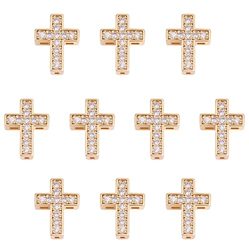 COGCHARGER 10 Stück Kreuz-Messing-Perlen, religiöse Kreuzperlen, Zirkonia, Abstandshalter für Schmuckherstellung, Handwerk COGCHARGER 10 Stück Kreuz-Messing-Perlen, religiöse Kreuzperlen, Zirkonia, Abstandshalter für Schmuckherstellung, Handwerk von COGCHARGER