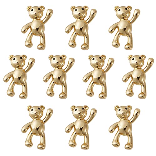 COGCHARGER 10 Stück Teddybär-Charms, Bär aus Zirkonia, Messing, Tier-Charm-Anhänger für Schmuck, Halsketten, Armbänder, Basteln von COGCHARGER